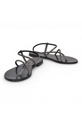 Infradito donna Nicolas Lainas in microstrass colore nero. NICOLAS LAINAS | 67TC-NERO